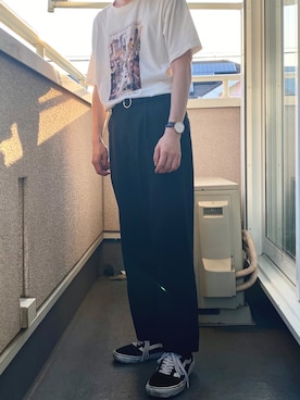 「ダニエルウェリントン」｜「アイテム（スラックス）」を使った、たつさん（メンズ・168cm）の夏コーディネート