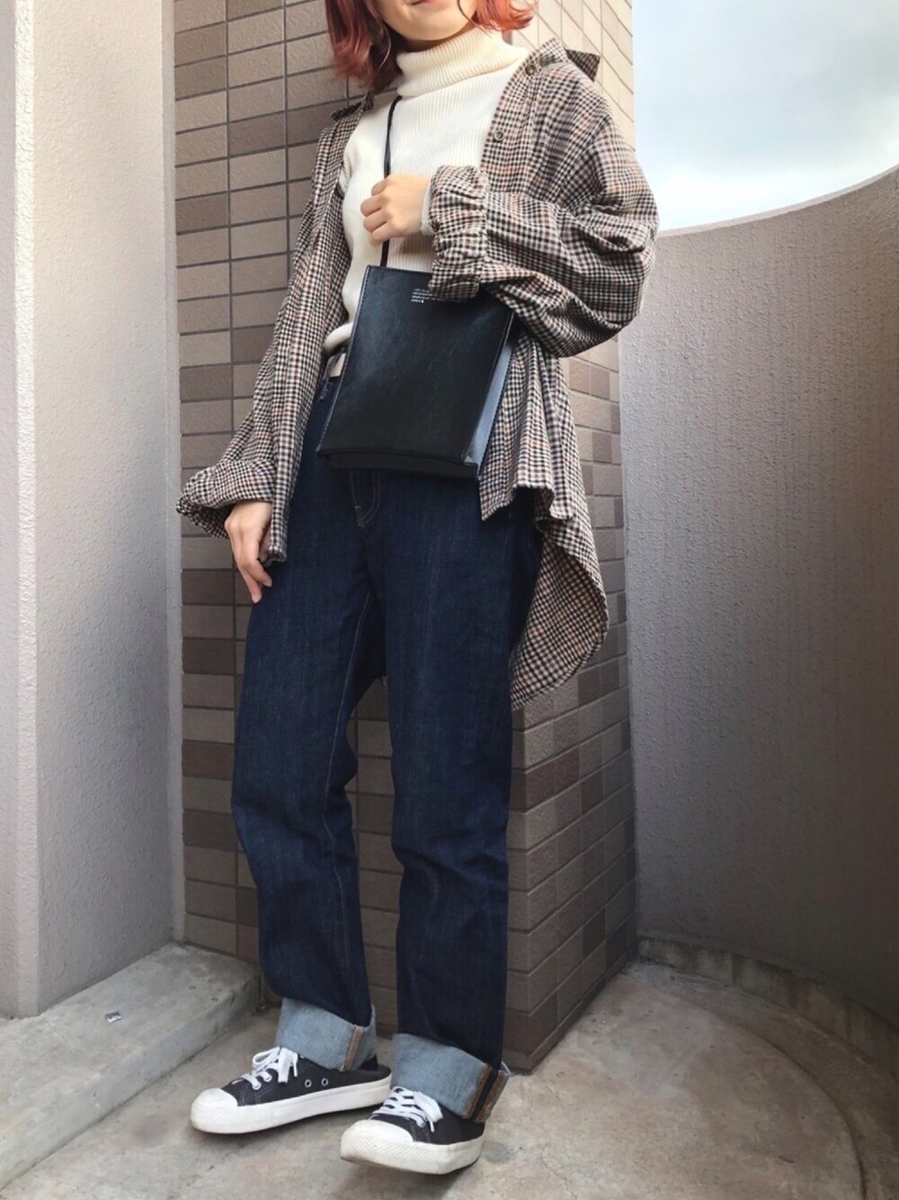 「秋コーデ、低身長コーデ、148cm、無印良品、やっぱりストリートが好き、ムック本」｜「ZUCCaのアイテム（バッグ、ブラック系）」を使った、YUさん（レディース・148cm）の秋コーディネートの1枚目の写真