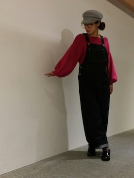 「179/WG（イチナナキュウダブルジー）のアイテム（サロペット/オーバーオール）」を使った、mocoさん（レディース・160cm）の冬コーディネート