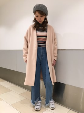 「SpRay（スプレイ）のアイテム（ノーカラージャケット）」を使った、SpRay札幌ＰＡＲＣＯさん（レディース・160cm）の冬コーディネート