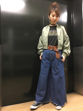 「SpRay（スプレイ）のアイテム（MA-1）」を使った、SpRay札幌ＰＡＲＣＯさん（レディース・160cm）の冬コーディネート