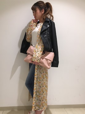 「SpRay（スプレイ）のアイテム（ライダースジャケット）」を使った、SpRay札幌ＰＡＲＣＯさん（レディース・155cm）の春コーディネート