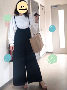 「ジーユーコーデ」｜「アイテム（オールインワン・サロペット）」を使った、y+co(ゆっこ)さん（レディース・158cm）の春コーディネート