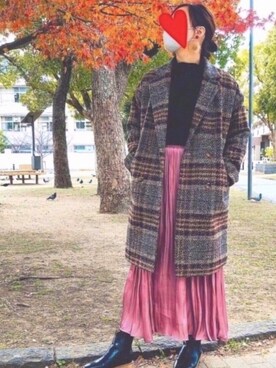 「KOBE LETTUCE（コウベレタス）のアイテム（チェスターコート）」を使った、Kaさん（レディース・164cm）の冬コーディネート