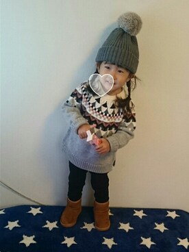 「アイテム（福袋/福箱、レッド系）」を使った、hinacoccoさん（キッズ・80cm）の冬コーディネート