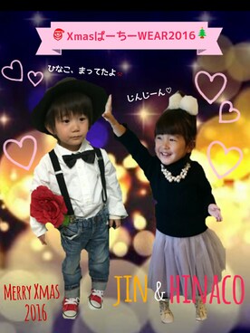 「アイテム（ラッピングキット、グリーン系）」を使った、hinacoccoさん（キッズ・80cm）の冬コーディネート