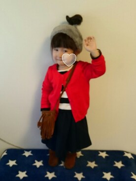 「アイテム（ラッピングキット、レッド系）」を使った、hinacoccoさん（キッズ・80cm）の冬コーディネート