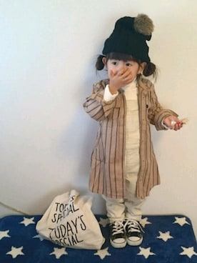 「GLOBAL WORK（グローバルワーク）のアイテム（オールインワン・サロペット）」を使った、hinacoccoさん（キッズ・80cm）の冬コーディネート