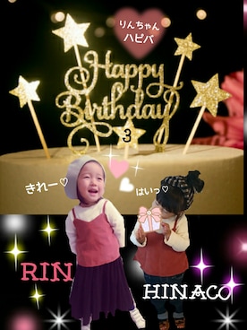 「アイテム（福袋/福箱、レッド系）」を使った、hinacoccoさん（キッズ・80cm）の冬コーディネート