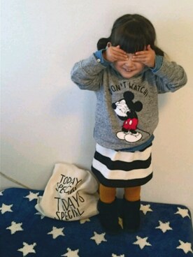 「アイテム（福袋/福箱、ブラック系）」を使った、hinacoccoさん（キッズ・80cm）の冬コーディネート