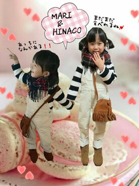 「GLOBAL WORK（グローバルワーク）のアイテム（オールインワン・サロペット）」を使った、hinacoccoさん（キッズ・80cm）の冬コーディネート