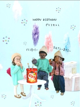 「アイテム（ラッピングキット、グリーン系）」を使った、hinacoccoさん（キッズ・80cm）の冬コーディネート