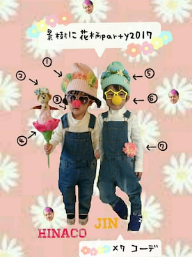 「景樹に花柄party2017」｜hinacoccoさん（キッズ・90cm）の冬コーディネート