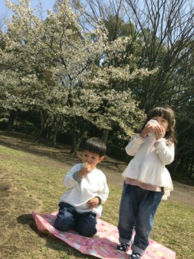 「アイテム（ラッピングキット、グリーン系）」を使った、hinacoccoさん（キッズ・90cm）の春コーディネート