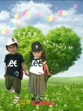 「アイテム（ラッピングキット、グリーン系）」を使った、hinacoccoさん（キッズ・90cm）の夏コーディネート