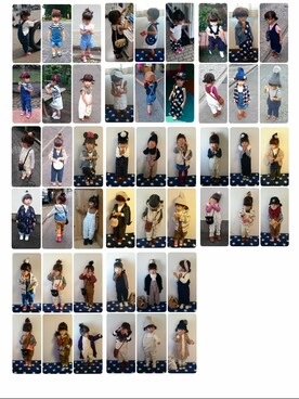「アイテム（サロペット/オーバーオール、イエロー系）」を使った、hinacoccoさん（キッズ・90cm）の夏コーディネート