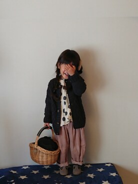 「ざっくりカーデ」｜hinacoccoさん（キッズ・90cm）の冬コーディネート