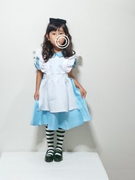 「ボーダーソックス」｜「アイテム（ワンピース/ドレス）」を使った、hinacoccoさん（キッズ・100cm）の秋コーディネート