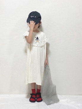「BIG FIELD（ビッグフィールド）のアイテム（ワンピース）」を使った、hinacoccoさん（キッズ・110cm）の夏コーディネート