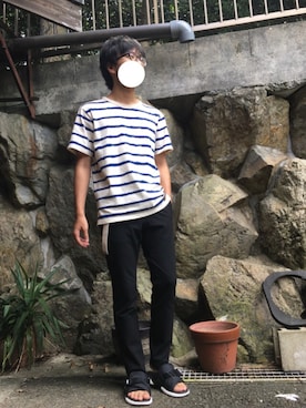 「FRAPBOIS」｜「アイテム（スラックス）」を使った、SEOさん（メンズ・166cm）の夏コーディネート
