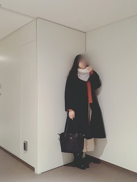 「ゆるニット」｜「アイテム（その他アウター）」を使った、namiさん（レディース・167cm）の冬コーディネート