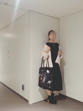 「黒ワンピ」｜「アイテム（ジャケット/アウター）」を使った、namiさん（レディース・167cm）の秋コーディネート