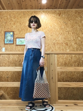 「MODE ROBE（モードローブ）のアイテム（バッグ）」を使った、SAItoooooさん（レディース・159cm）の夏コーディネート