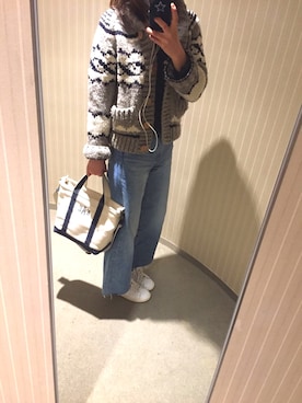 「カウチン」｜「アイテム（アクセサリー）」を使った、kaaae.さん（レディース・163cm）の冬コーディネート
