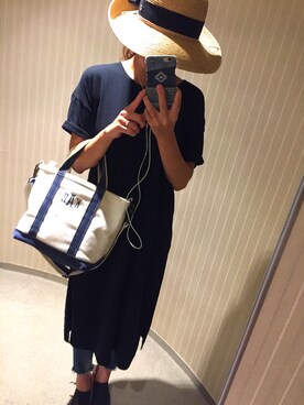 「Ungrid（アングリッド）のフレイドヘムストスリ（デニムパンツ）」を使った、kaaae.さん（レディース・163cm）の夏コーディネート