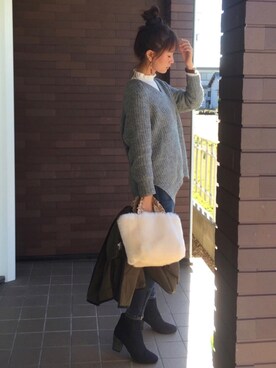 「キルティングコート」｜mayuさん（レディース・165cm）の冬コーディネート