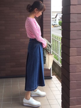 「タックスカート」｜「アイテム（その他）」を使った、mayuさん（レディース・165cm）の春コーディネート