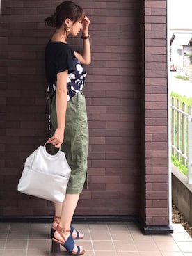 「カーキスカート」｜「アイテム（その他）」を使った、mayuさん（レディース・165cm）の夏コーディネート