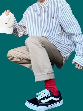 「TOMMY HILFIGER（トミーヒルフィガー）のアイテム（キャップ）」を使った、りょーがさん（メンズ・169cm）の春コーディネート