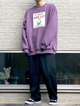 「リドム」｜「アイテム（スウェット）」を使った、りょーがさん（メンズ・169cm）の冬コーディネート