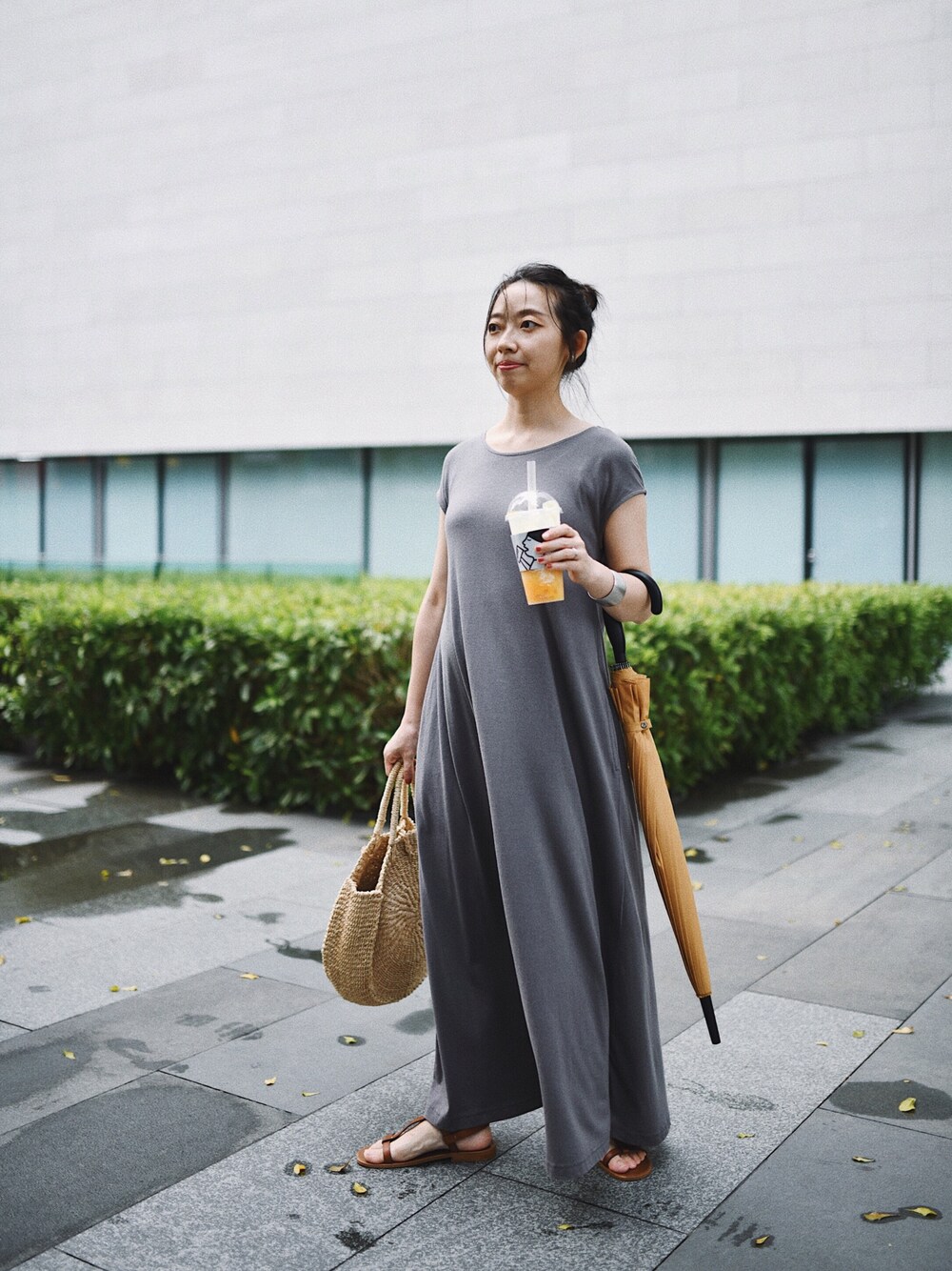 「MUJI Laboのアイテム（ワンピース/ドレス、グレー系）」を使った、adaさん（レディース・158cm）の秋コーディネートの1枚目の写真