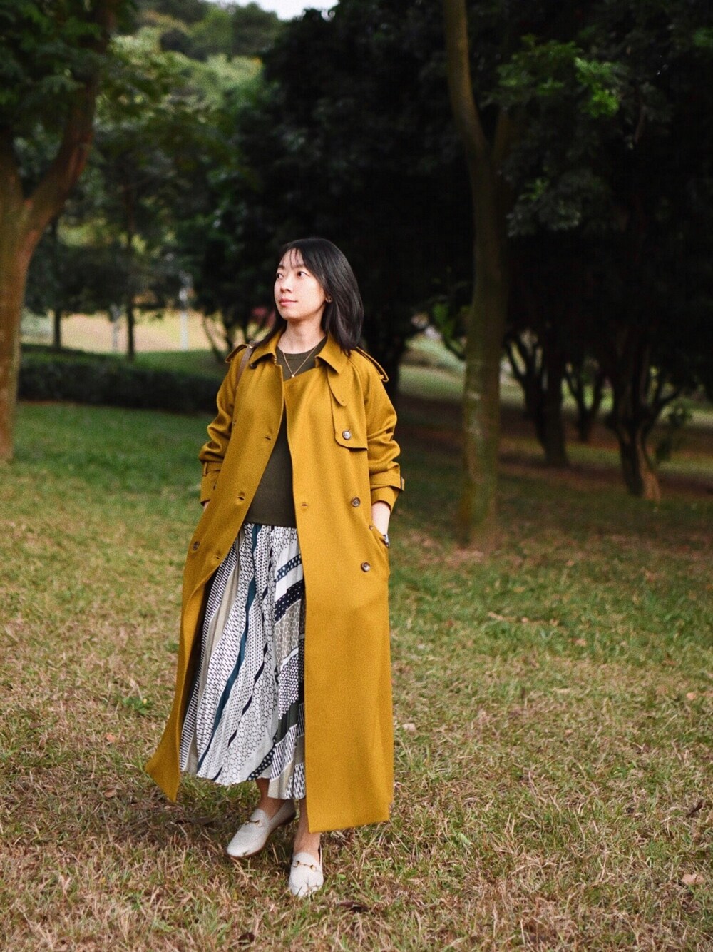 「MARNIのアイテム（バッグ、ブラウン系）」を使った、adaさん（レディース・158cm）の秋コーディネートの1枚目の写真