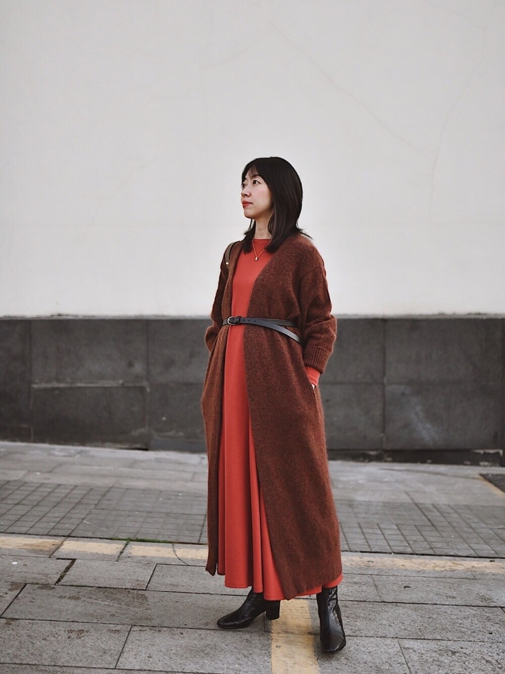「MARNIのアイテム（バッグ、ブラウン系）」を使った、adaさん（レディース・158cm）の秋コーディネートの1枚目の写真