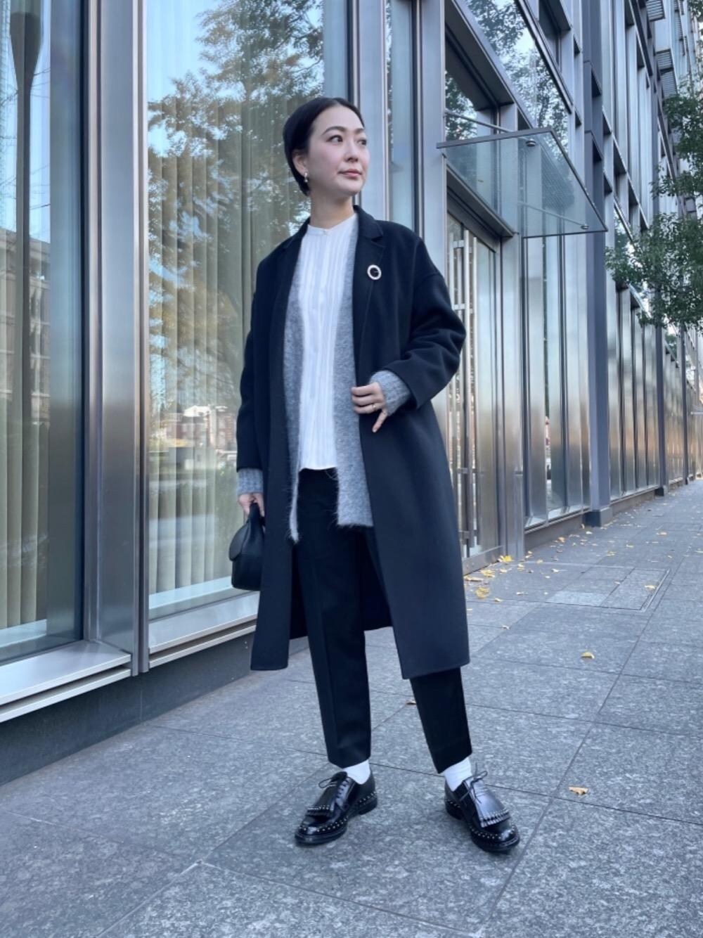 「UNITED ARROWSの＜UNITED ARROWS＞PL/BTN タック ブラウス B †（シャツ/ブラウス、ホワイト系）」を使った、001673tkさん（レディース・165cm）の冬コーディネートの1枚目の写真