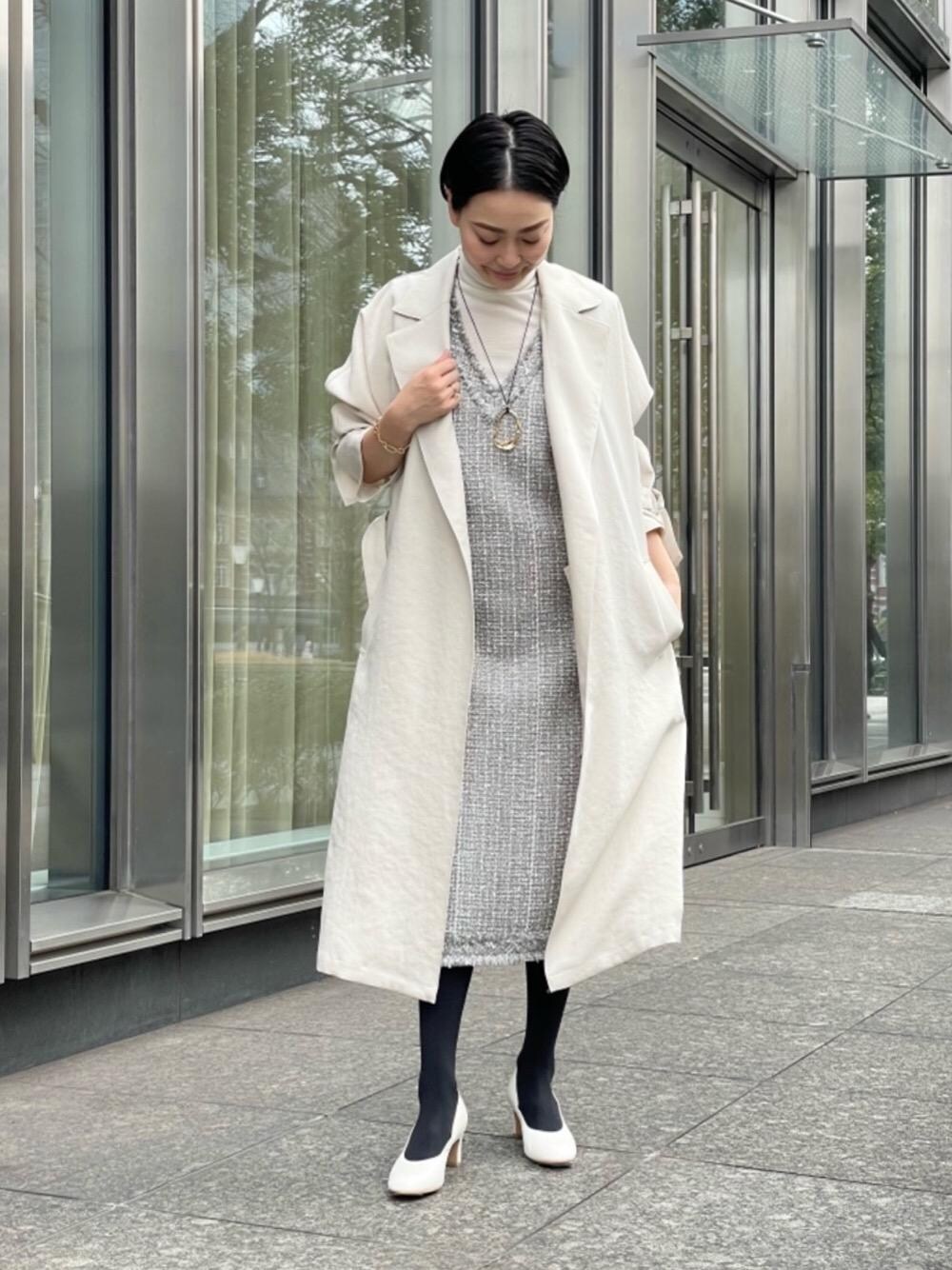「UNITED ARROWSの＜UNITED ARROWS＞DEFORM オーバル ペンダント（ネックレス、ゴールド系）」を使った、001673tkさん（レディース・165cm）の冬コーディネートの1枚目の写真