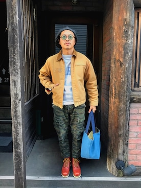 「BEAMS（ビームス）のアイテム（ハンチング/ベレー帽）」を使った、GONSIさん（メンズ・165cm）の秋コーディネート