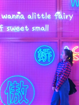 「森马のアイテム（シャツ/ブラウス、レッド系）」を使った、soft_wwwさん（レディース・155cm）の冬コーディネート