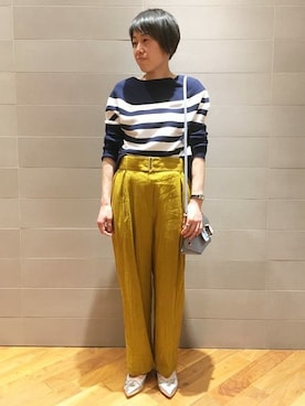 「アイテム（バレエシューズ、シルバー系）」を使った、田中さん（レディース・152cm）の冬コーディネート