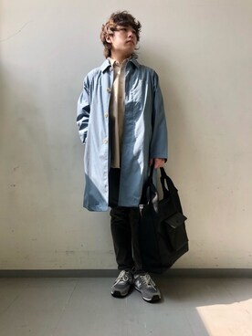 「春めきシューズ」｜「アイテム（ステンカラーコート）」を使った、さとすけさん（メンズ・164cm）の春コーディネート