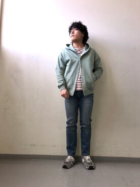 「FORK&SPOON（フォークアンドスプーン）のFORK&SPOON　ボートネックボーダー（Tシャツ/カットソー）」を使った、さとすけさん（メンズ・164cm）の春コーディネート