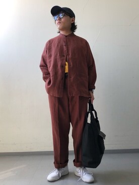 「アイテム（サングラス、ブルー系）」を使った、さとすけさん（メンズ・163cm）の春コーディネート