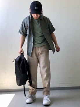 「FRUIT OF THE LOOM（フルーツオブザルーム）のアイテム（キャップ）」を使った、さとすけさん（メンズ・163cm）の春コーディネート
