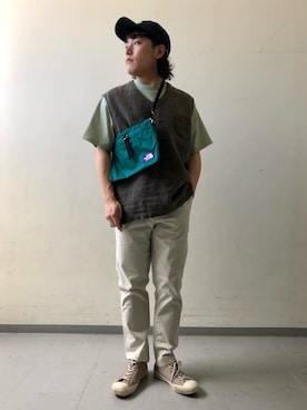 「FRUIT OF THE LOOM（フルーツオブザルーム）のアイテム（帽子）」を使った、さとすけさん（メンズ・163cm）の春コーディネート