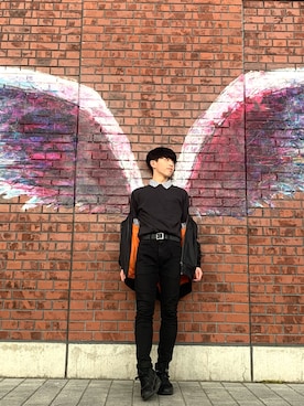 「韓国」｜「アイテム（MA-1）」を使った、Suga_rさん（メンズ・168cm）の春コーディネート