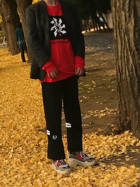 「Gosha Rubchinskiy（ゴーシャラブチンスキー）のアイテム（パンツ）」を使った、haruさん（メンズ・178cm）の冬コーディネート
