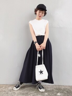 YUKIさんの「GRAMICCI  × BEAMS BOY / 別注 ギャバ ロング スカート」を使ったコーディネート